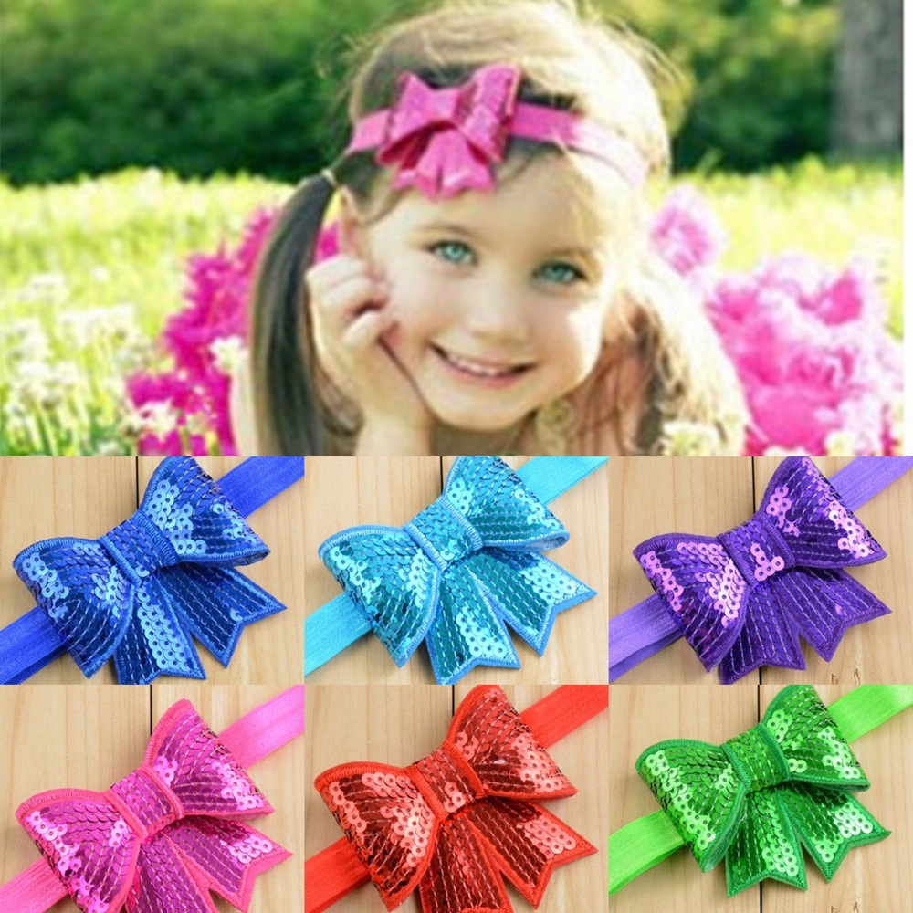 10 + 2FREE Sparkly Sequins Bow Headbands for Baby/Toddlers/Girls
